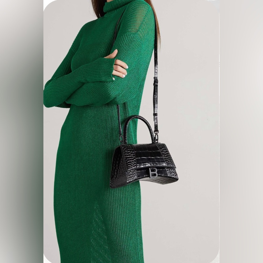 Balenciaga Small hourglass crocodile embossed handbag